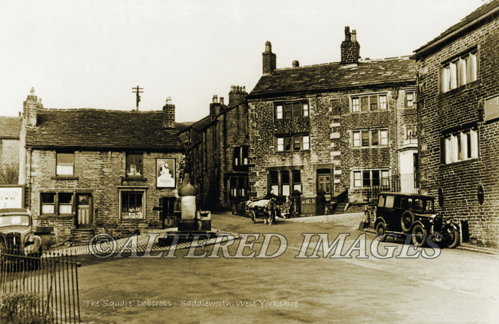 Photo restoration of an old postcard of Dobcross