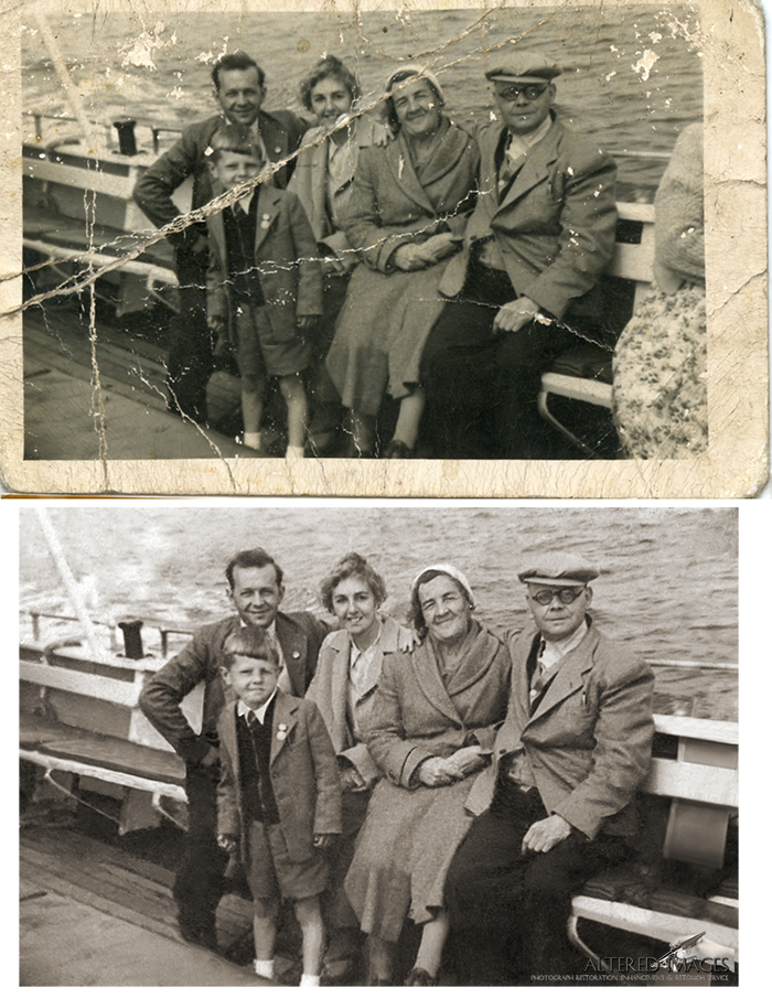 photograph restoration of familt boat trip.