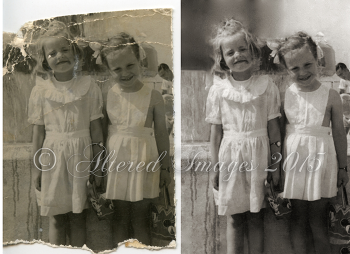 photo restoration of two little girls